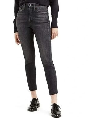 Levi’s Wedgie Skinny, Button Fly, Raw Hem, Slim Black Jeans Size 28, Like New